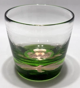 Frost Glass Cooper Shamrock Green Handblown Whiskey Glass Signed From Ireland - Picture 1 of 6