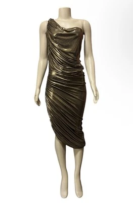 Nuevo con etiquetas Vestido Vince Camuto Talla 14 Metálico Un Hombro Asimétrico Sin Mangas Foto 1 de 4