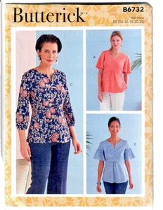 Pullover Stretch Knit Top Butterick B6735 Sewing Pattern 2 Variations L-XL-XXL - Picture 1 of 4