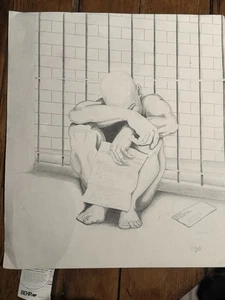 Vintage Pencil Drawing - Prison Art/Institutional Art Original - Picture 1 of 13