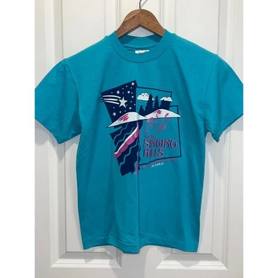 Camiseta vintage Camp Singing Hills Girl Scouts Alaska verde azulado grande 50/50 Foto 1 de 4