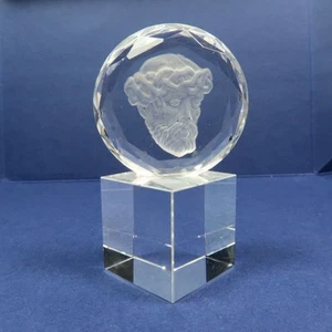 Crystal Cube With Portrait Disc Paperweight 2" - Picture 1 of 8