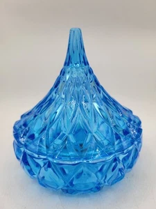 Hershey’s Kisses Crystal Blue Covered Candy Dish 5" Glass New In Box - Picture 1 of 9