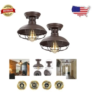 Industrial Style 2 Pack Ceiling Light with Copper Finish - Easy Installation - Picture 1 of 9