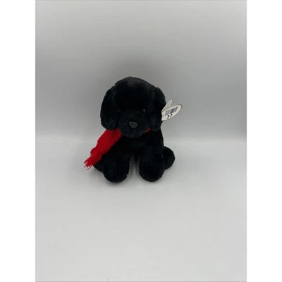 Bearington Collection Cole Black Lab Plush Dog with Red Scarf 6" Preowned Cute - Image 1 of 4