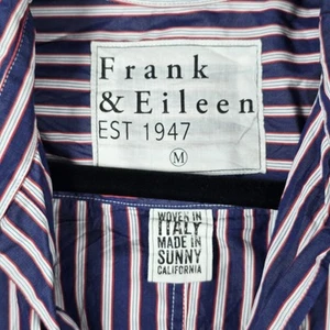 Frank & Eileen 'BARRY' Woven Medium  Striped Shirt Red White Blue EUC 0836 USA - Picture 1 of 15