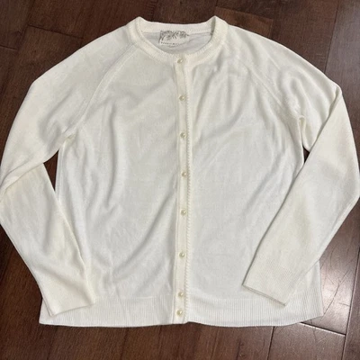 Cárdigan Suéter Debbie Morgan Perla Botón Mujer M Acogedor Abuela Cottagecore Foto 1 de 4