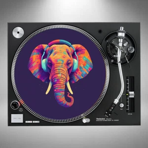 Elephant Slipmats 12" DJ Turntable Music Headphones Pair or Single - Picture 1 of 3
