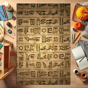 Alter Symbolteppich, Ägyptenteppich, Allsehaugenteppich, Horusaugenteppich, antiker Teppich - Bild 1 von 6