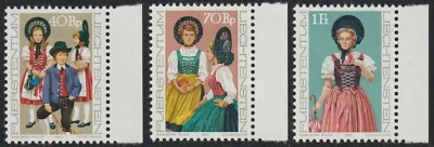 1977 Liechtenstein SC# 628-630 - Traditional Costumes - M-H - Image 1 of 2