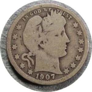 Elf Barber Quarter Dollar 1907 O E37 - Bild 1 von 2