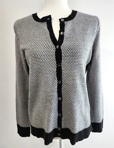 Size Small Sweater Croft & Barrow Cardigan Button Up Black White Women's Casual - Picture 1 of 9