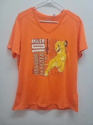 RunDisney 2024 Lion King 10 Mile Shirt Women's XL Orange Hakuna Matata Simba - Image 1 of 4