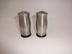Vintage Pair 2 Pewter Metal Salt & Pepper Shakers w/ Black Plastic Inserts #2 - Picture 1 of 10