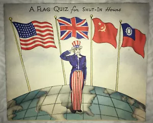 RARO ""A Flag Quiz for Cierre de Horas"" era de la Segunda Guerra Mundial efímero temprano de las Naciones Unidas - Imagen 1 de 4