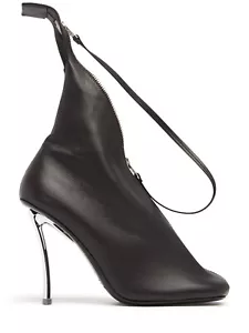 ACNE STUDIOS $1150 Dark Brown Leather 100mm Zip Pumps New - Picture 1 of 4