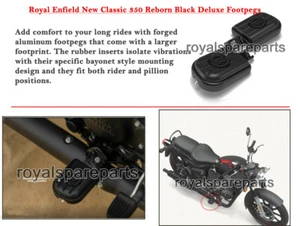 Royal Enfield Neuf Classique 350 Reborn " Gauche & Droit Luxe Repose-Pieds,Noir - Photo 1/5