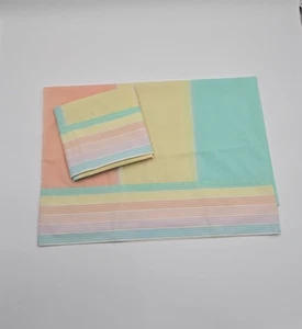2 Vintage Wamsutta Supercale Stdrd Pillowcases Pastel Bands Stripes NY USA MCM - Picture 1 of 6