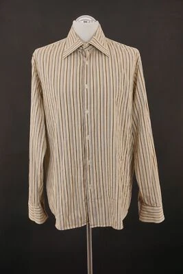 HUGO BOSS Business Camicia KW44 XL Braun Giallo a Righe Manica Kent Cotone B279 - Immagine 1 di 4