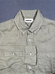Taylor Stitch Mens Size 38 100% Linen Long Sleeve Button Down Shirt Green - Picture 1 of 10