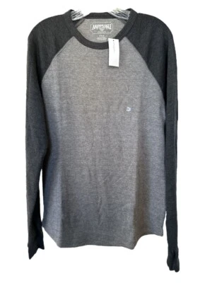 AMERICAN EAGLE Super Soft Gray Raglan Thermal Shirt Long Sleeve Size M - Image 1 of 4