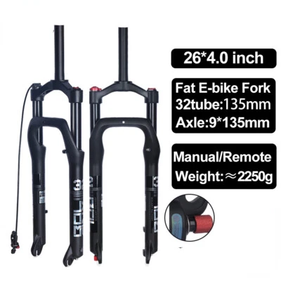 26inch  4.0" Tire Snow E-bike Front Air Suspension Fork Mountain Bike Fat Fork - Image 1 of 4