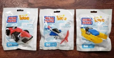Mega Bloks Idea Builders Speedy Racecar, Stunt Plane & Offshore Racer Construx Foto 1 de 4
