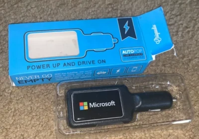 AUTOPOP CAR CHARGER ~ w 2 USB ports - 2100 mAh charging speed ~ w MICROSOFT LOGO - Image 1 of 4