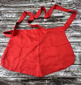 Half Bib Red Waist Apron Waitress Waiter Barista Workwear Costume - Picture 1 of 4