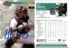 Erik Kratz Signed 2008 Grandstand New Hampshire Fisher Cats #5 Card Auto AU