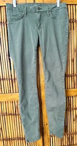 Jean Robins Caqui Verde Ajustado Para Mujer 5 Bolsillos Alas Bordado Talla 30 - Imagen 1 de 5