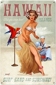 Hawaii Islands Wish you were here rosted steel sign 440mm x 290mm REDUZIERT - Bild 1 von 1