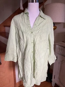 Ecologie Green Linen Blouse Size 1x EUC!! - Picture 1 of 6