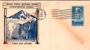 UNITED STATES 1934 CACHET FDC COVER NATIONAL PARK YELLOWSTONE UNADDR & POSTMARK - Picture 1 of 2
