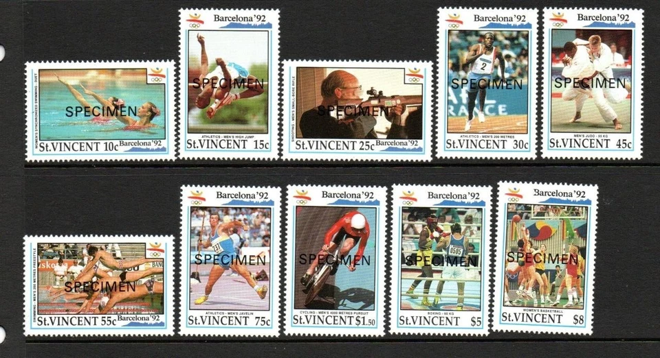JUEGO JUEGOS OLÍMPICOS ST VINCENT LM/M 1992 SG1874-1883 - BARCELONA (ESPECIMEN) Foto 1 de 1