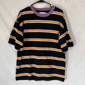 Pacsun Men's Medium Short Sleeve Striped Shirt Black Multicolor Crew Neck - Picture 1 of 17