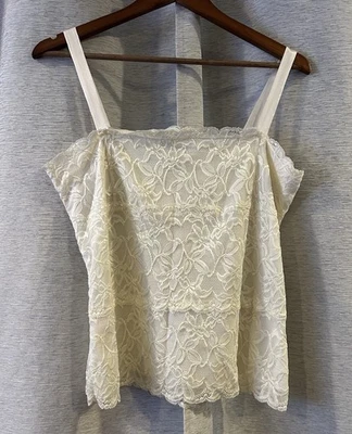 Coldwater Creek Cami Shirt Women L Y2K Lace Coquette Cottage Flower Whimsy Goth - Image 1 of 4