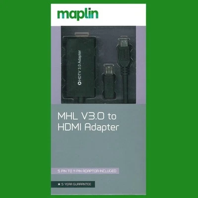 MHL V3 11 Pin Micro B USB to HDMI Adapter 4K HDTV 5 Pin to 11 Pin Adapter Maplin - Image 1 of 3