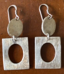 VTG Artisan Retro Brutalist 60s Hippie Vibe Sterling Silver 925 Earrings (11.16) - Picture 1 of 7