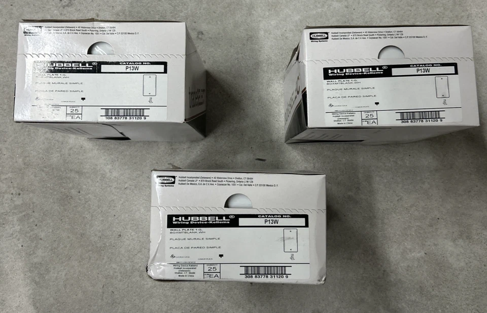 Lote de 75 Hubbell P13W 1-Gang Placa de Pared en Blanco Montaje en Caja Policarbonato Nuevo Foto 1 de 3
