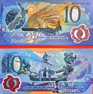 NEW ZELAND 10 DOLLARS COMMEMORATIVE LOWWER NUMBER 00000455 - Picture 1 of 2