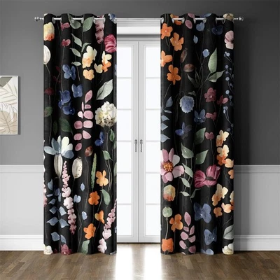 Conjunto de 2 painéis de cortinas blackout florais 84 polegadas de comprimento flores vintage rústicas B... - Imagem 1 de 4