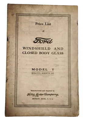 Folleto de catálogo de vidrio y carrocería cerrada parabrisas Ford Modelo T 1927 vintage  Foto 1 de 4