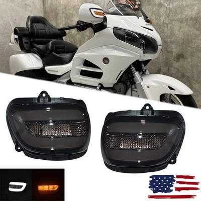 2PCS Front LED Turn Signals Light For Honda Goldwing 1800 GL1800 2001-2017 2016 - Image 1 of 4