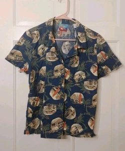 REYN SPOONER x JOE KEALOHA Hawaiian Shirt Womens SZ L Palm Cottage Beach Tropic - Picture 1 of 7