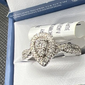 Andenken 1/4 cttw Lab Grown Diamanten Sterlingsilber "Luminary" Größe 7 - Bild 1 von 14