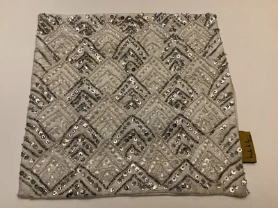Nicole Miller Ivory Beaded Sequins Pillow Sham 12” Square - Image 1 of 4