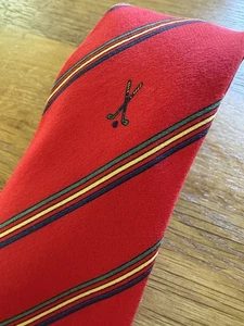 Pierre Chamier Hockey Tie Silk Red Striped Made In Italy - Picture 1 of 6