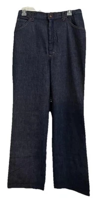 Vtg 70s Bell Bottom Jeans High Rise 12” Dark Wash 29x32 Great Condition! ! D9 - Image 1 of 4