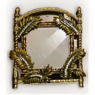 Ashleigh Manor Photo Picture Frame 3”x 3” Tropical Palm Frond Rhinestones Pewter - Image 1 of 4